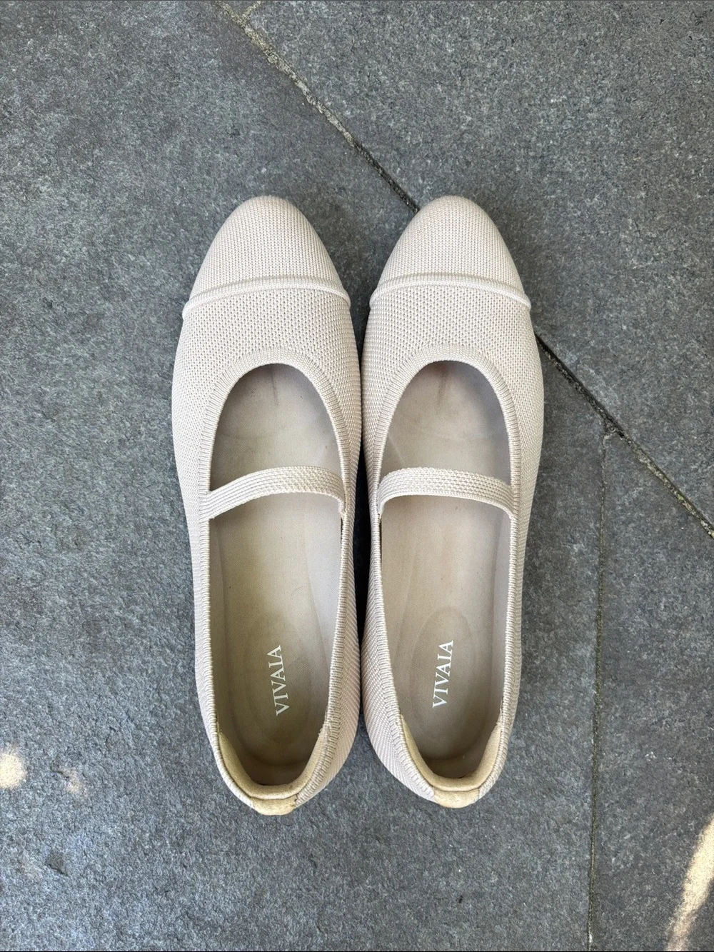 VIVAIA Women's Light Beige (nude) almond toe Mary Jane flats - Picture 1 of 10
